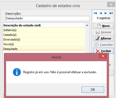 Estado civil não poderá ser excluído