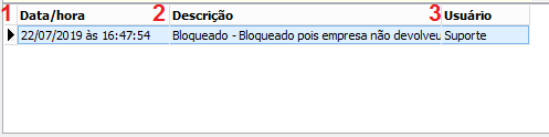 Bloqueio do cliente é exibido na Guia Observações
