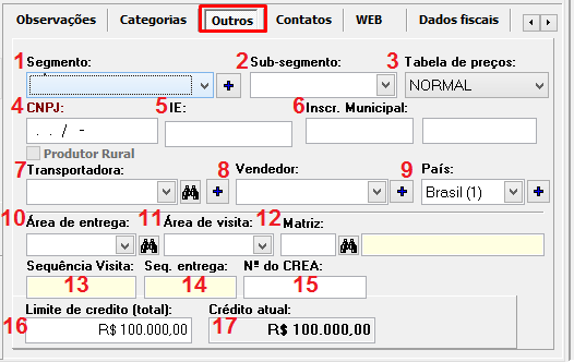 Aba Outros, no VSI Gestão