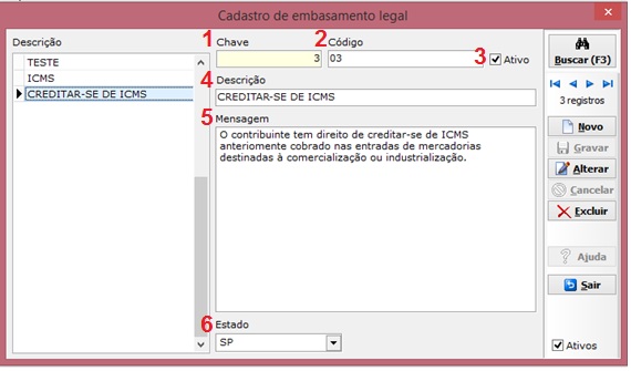 Embasamento Legal - Cadastro Numerado para explicação