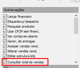 Editor níveis - Opção de consultar total de vendas do faturamento